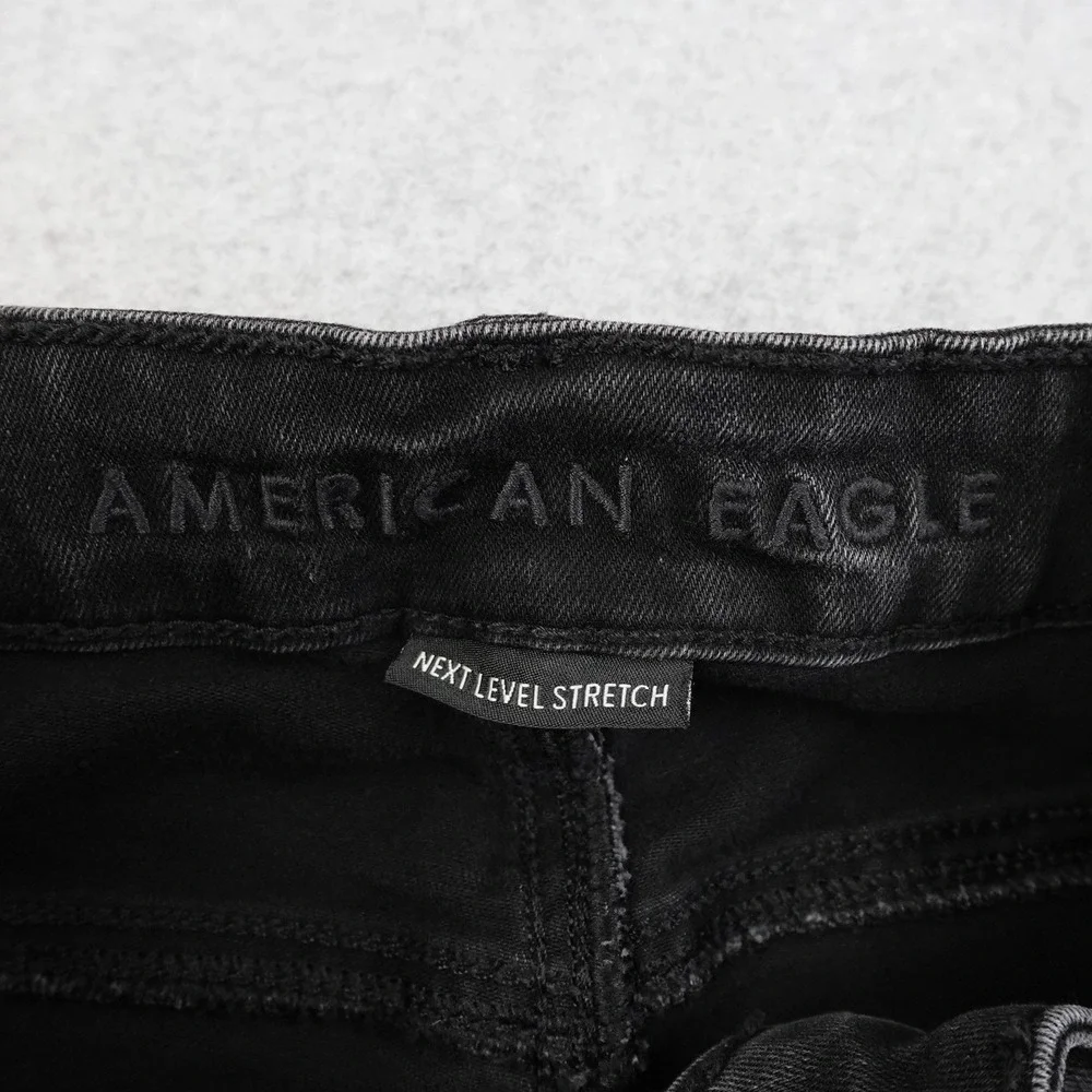 American Eagle Outfitters Womens Jeans Black Flare Bootcut Size 18 Long Distress
